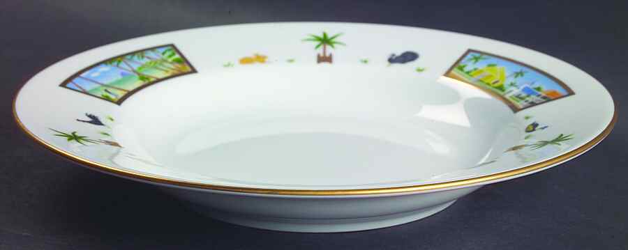 Caraibes Tropical Island 10" Individual Pasta Bowl by Philippe Deshoulieres-1