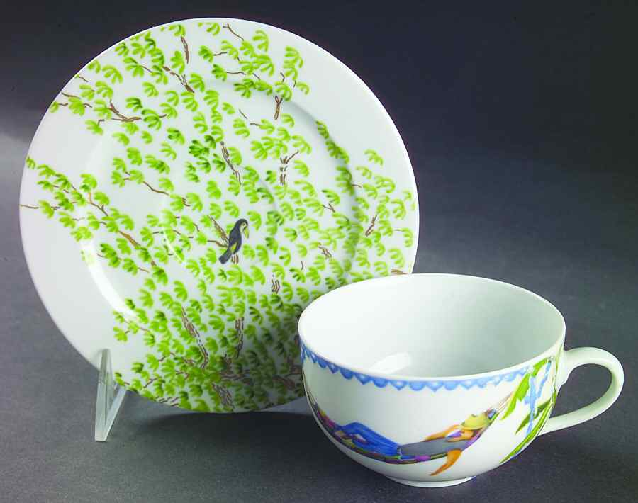Caraibes Tropical Island Flat Cup & Saucer Set by Philippe Deshoulieres-1