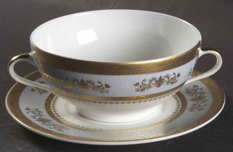 Orsay Powder Blue Flat Cream Soup & Saucer Set by Philippe Deshoulieres-1
