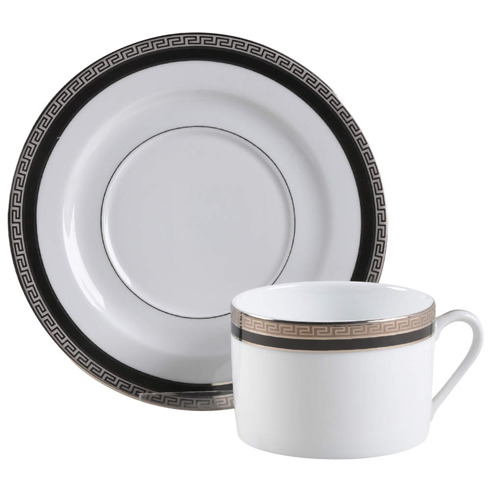 Athos Black Flat Cup & Saucer Set by Philippe Deshoulieres-1