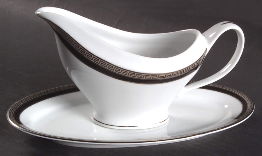 Athos Black Gravy Boat & Underplate/Relish by Philippe Deshoulieres-1