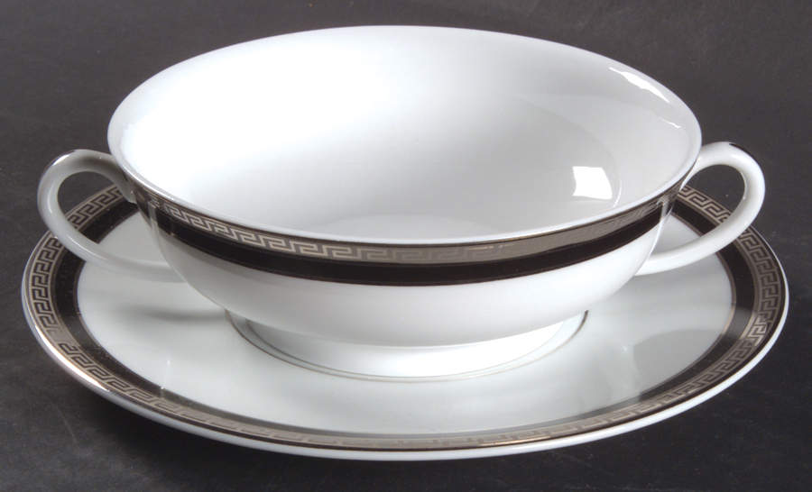Athos Black Flat Cream Soup Bowl & Saucer Set by Philippe Deshoulieres-1