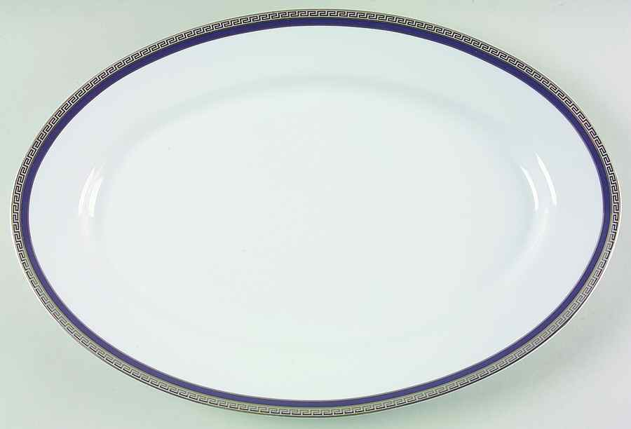 Athos Blue 16" Oval Serving Platter by Philippe Deshoulieres-1