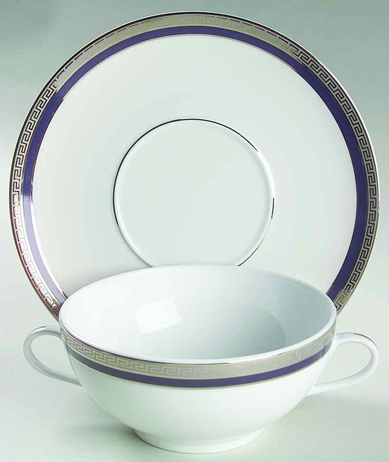 Athos Blue Flat Cream Soup & Saucer Set by Philippe Deshoulieres-1