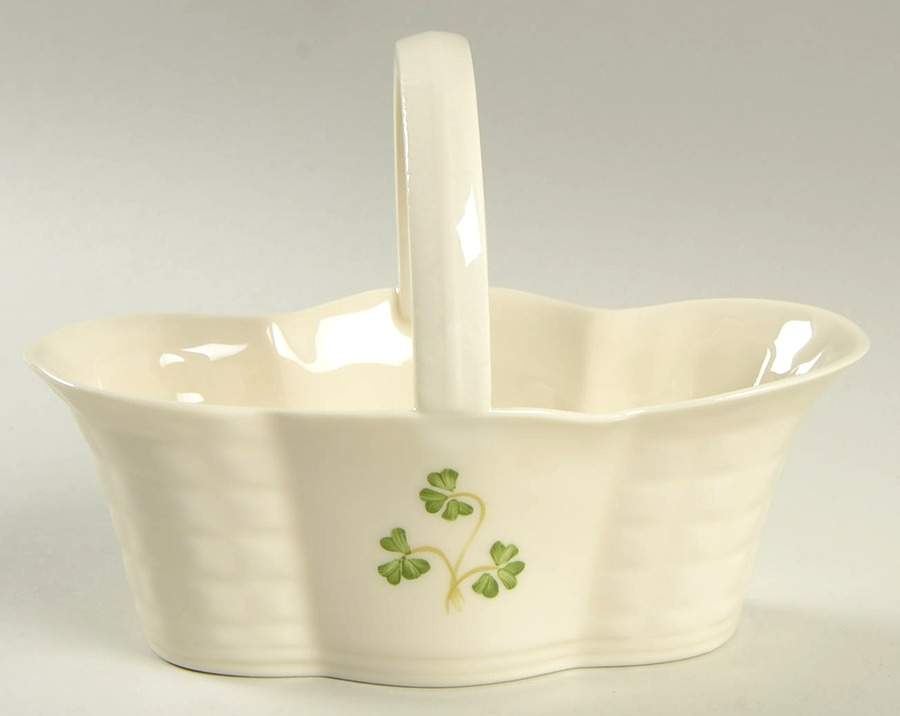 Shamrock (Embossed) 5" Handled Basket by Donegal Parian-1