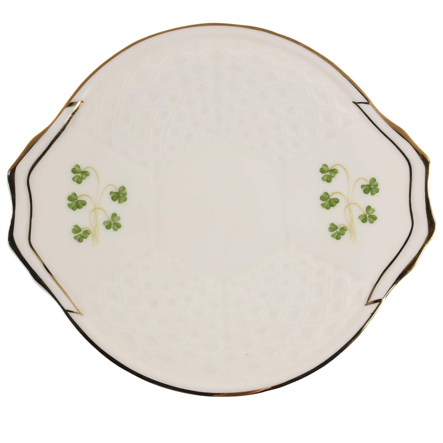Shamrock (Embossed) Handled Cake Plate by Donegal Parian-1