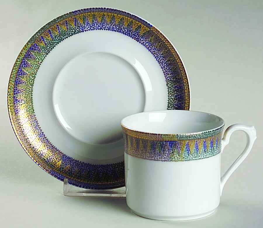 Fine Art Flat Cup & Saucer Set by De Monaco-1