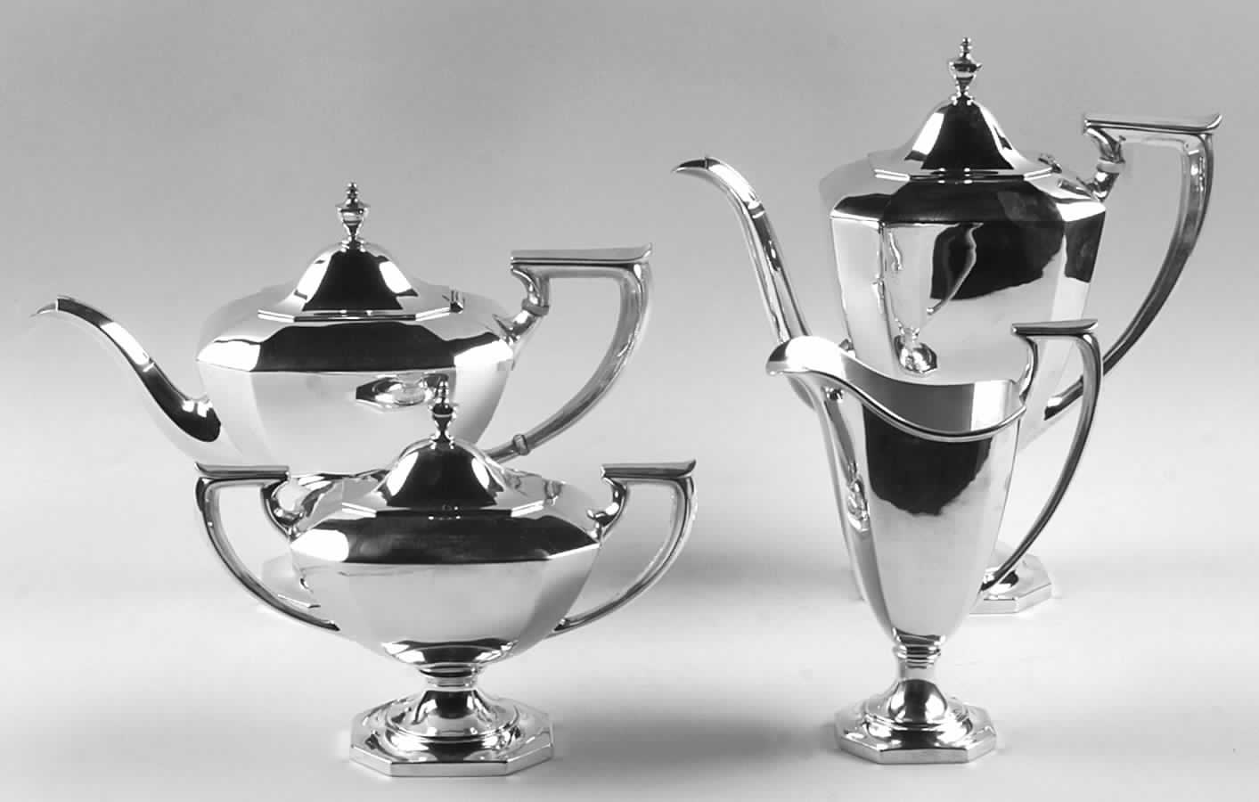 Sterling Hollowware 4 Piece Tea Set (SCP, STP, SCR, SSU) by Dominick & Haff-1