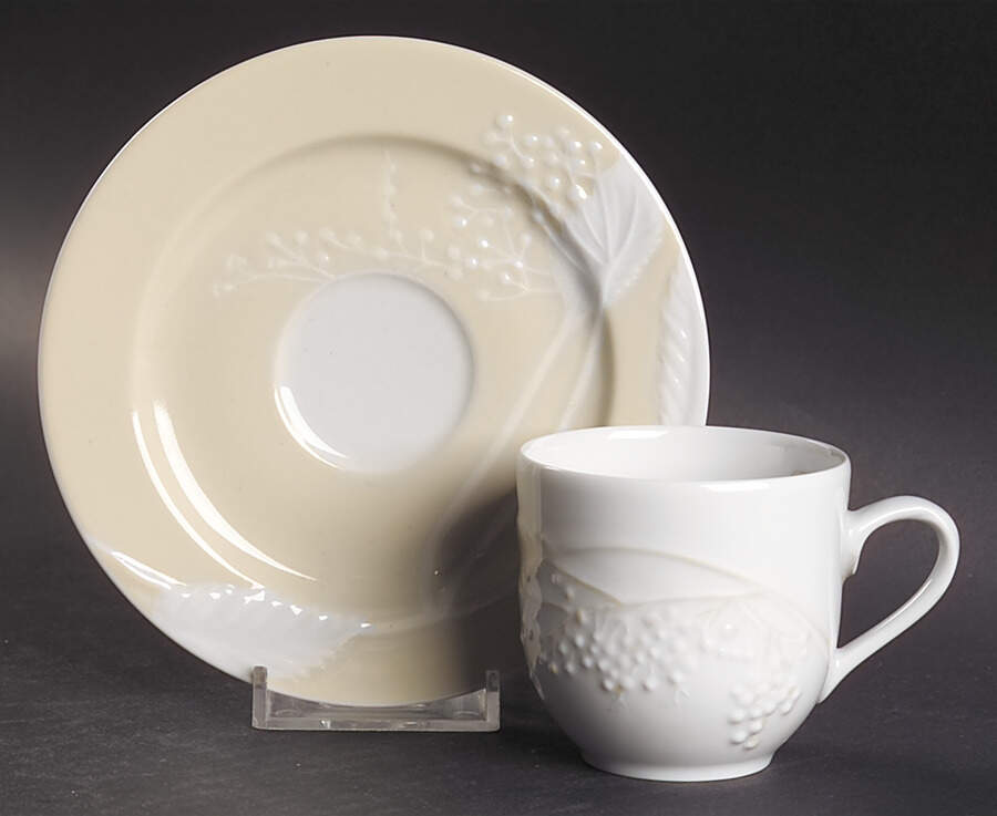 Promenade Tan (Ivoire) Flat Demitasse Cup & Saucer Set by Philippe Deshoulieres-1