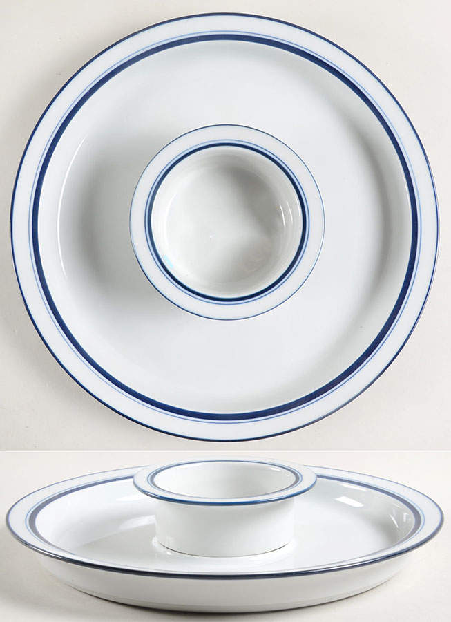 Christianshavn Blue Chip and Dip Set (Uses Fruit Bowl) by Dansk-1