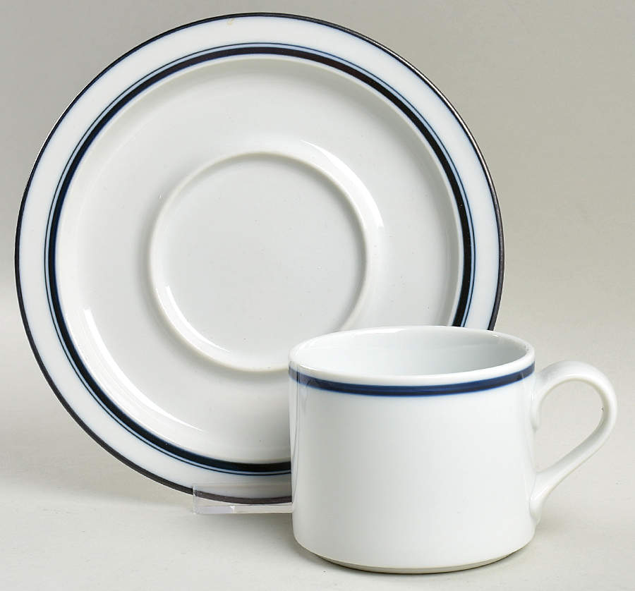 Christianshavn Blue Flat Cup & Saucer Set by Dansk-1
