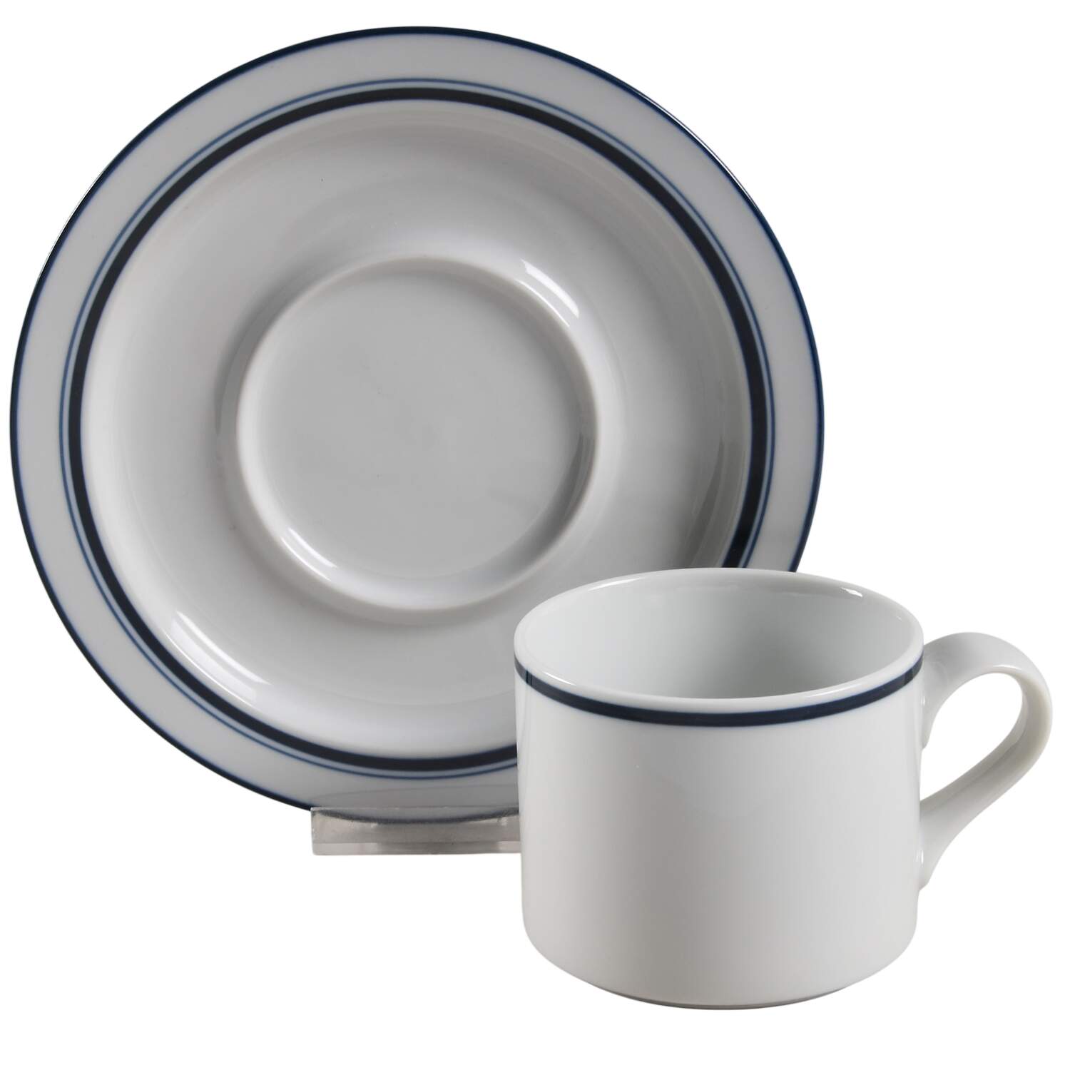 Christianshavn Blue Flat Cup & Saucer Set by Dansk-1