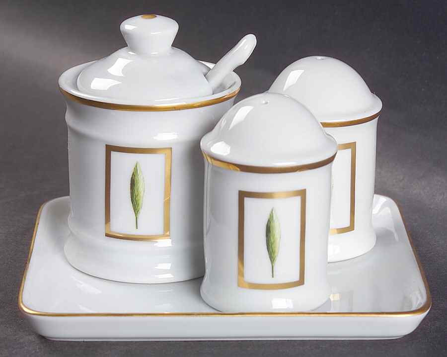 Toscane Et Jardins de Florence 5-Piece Condiment Set (Salt, Pepr, Mustard & Tray) by Philippe Deshoulieres-1