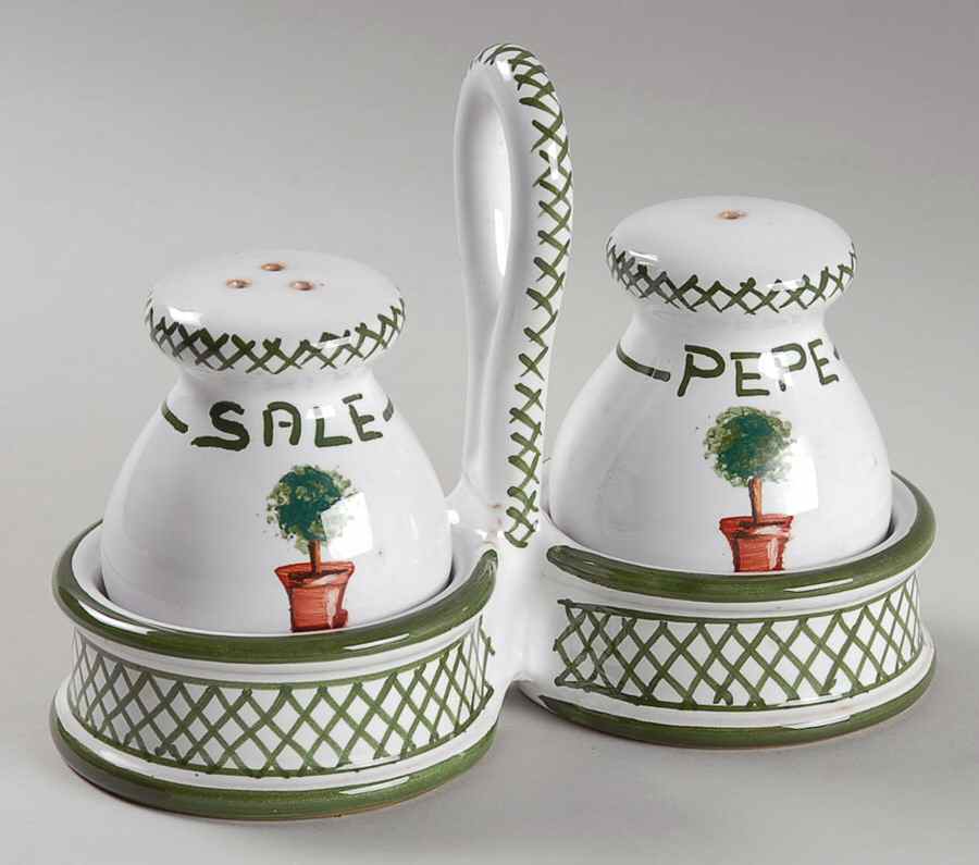 Giardino (3 Pc) Salt & Pepper Tray Set by Deruta (Italy)-1