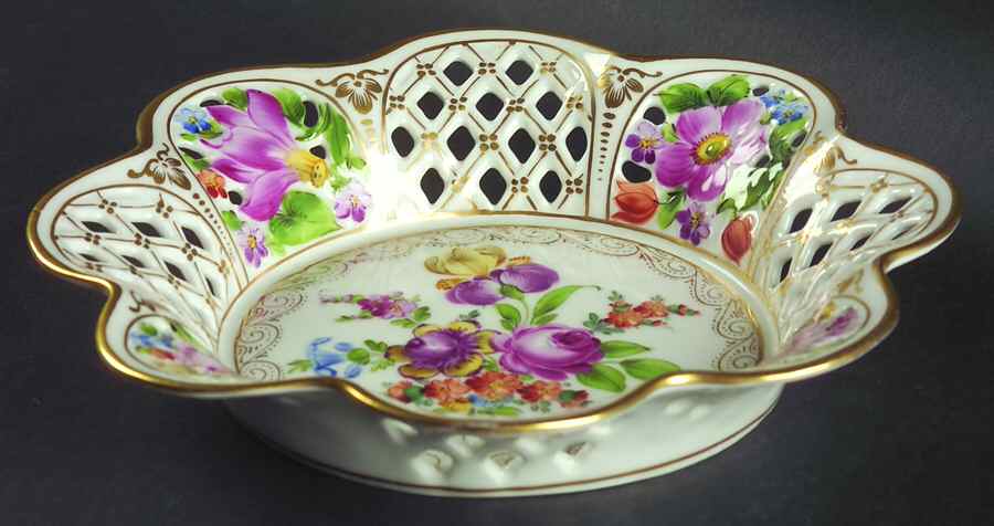 14105 8" Pierced Round Bowl by Dresden (German)-1