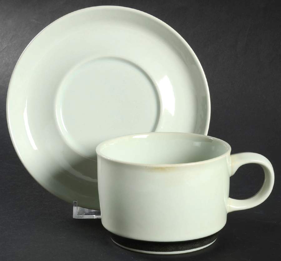 Oyster White Flat Cup & Saucer Set by Designers Collection-1