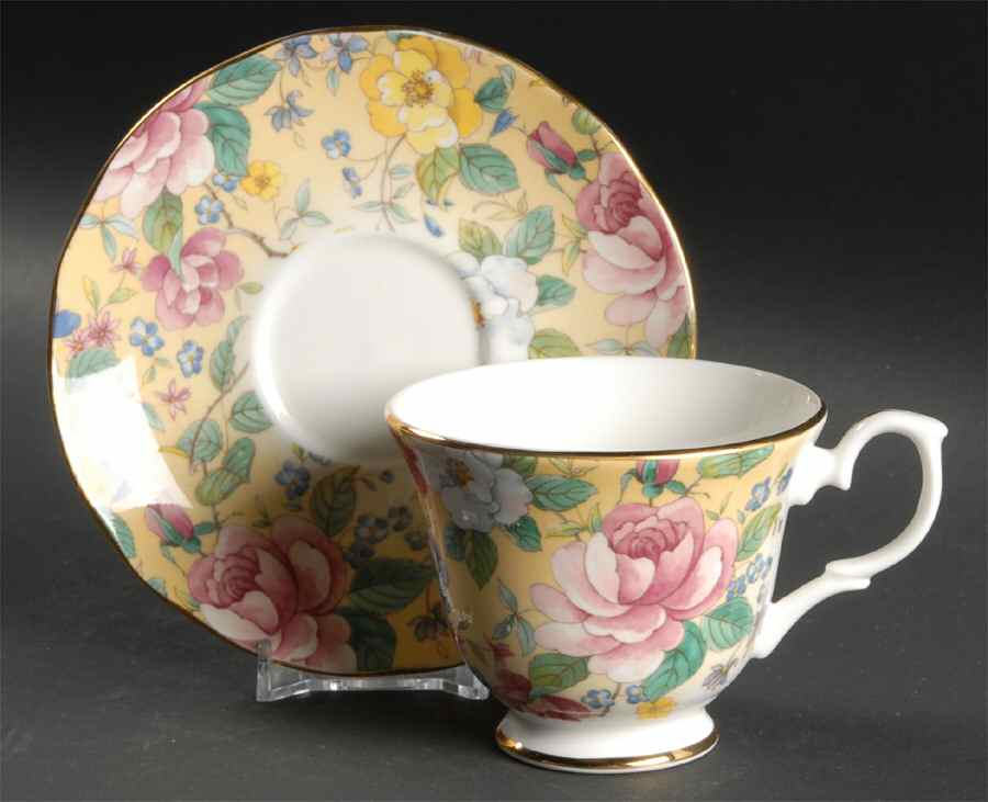 Chelsea Garden Antique Yellow Footed Cup & Saucer Set by Duchess-1