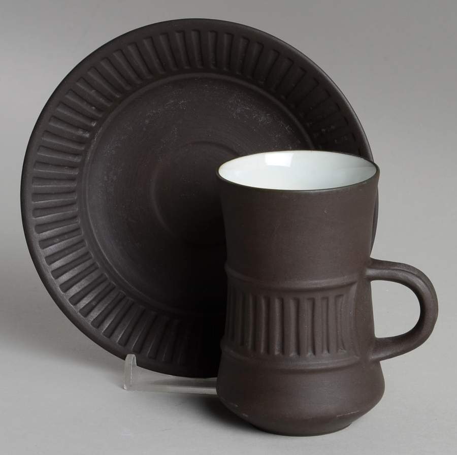 Flamestone Black Flat Demitasse Cup & Saucer Set by Dansk-1
