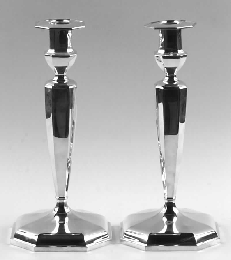 Fairfax (Sterling, Hollowware) Pair of Weighted Candlesticks with Bobeche by Durgin-2