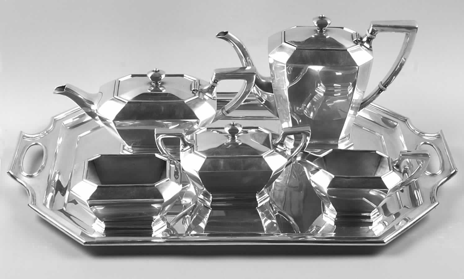 Fairfax (Sterling, Hollowware) 6 Piece Tea Set (SCP, STP, SCR, SSU, SWB, WT22) by Durgin-1