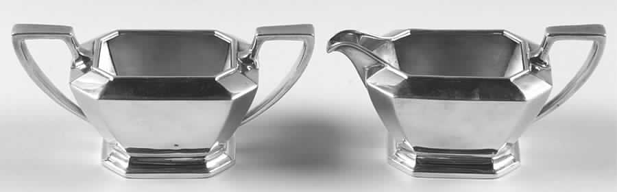 Fairfax (Sterling, Hollowware) Mini Sterling Creamer and Open Sugar by Durgin-1