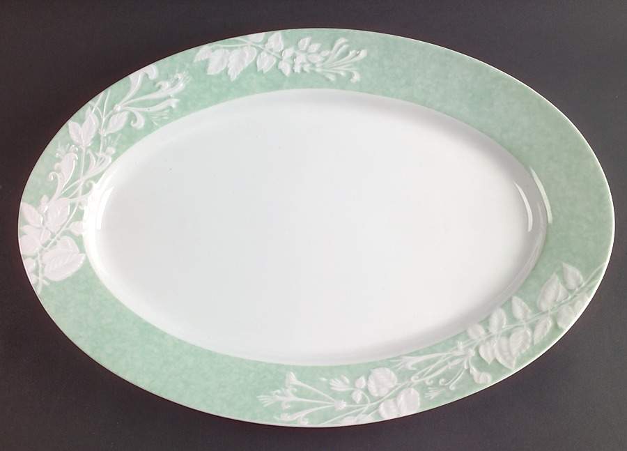 Promenade Green 16" Oval Serving Platter by Philippe Deshoulieres-1