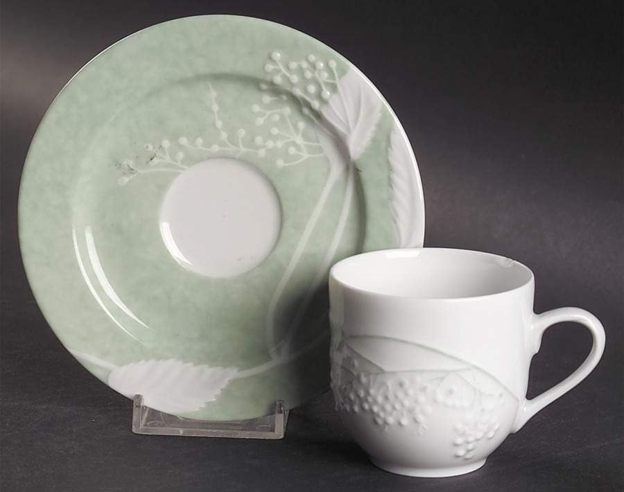 Promenade Green Flat Demitasse Cup & Saucer Set by Philippe Deshoulieres-1