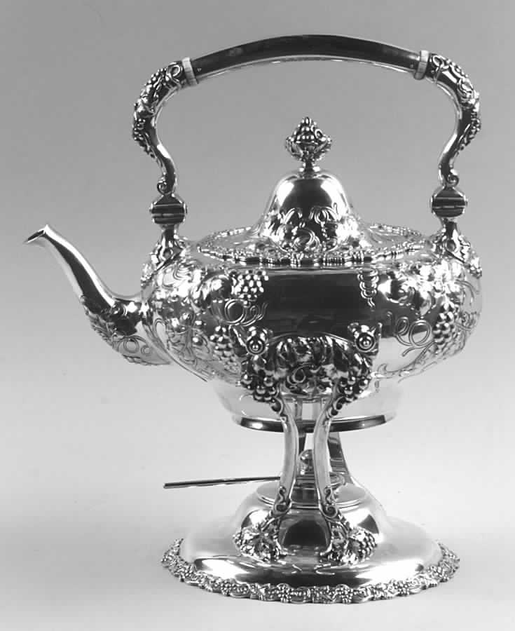 Grape (Sterling, 1895, Hollowware) Kettle, Stand & Burner by Dominick & Haff-1