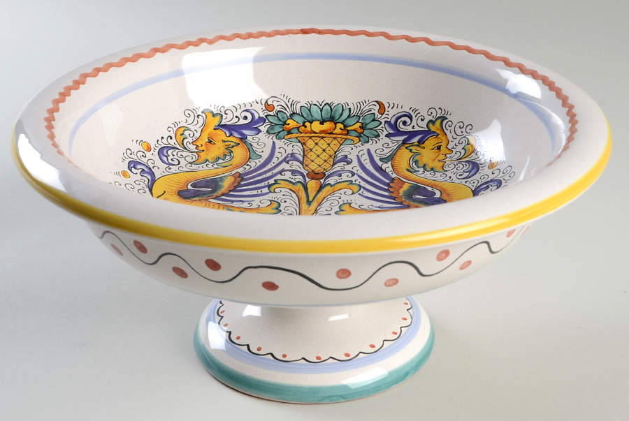 Raffaellesco (Scalloped) Round Compote (Height X Width) by Deruta (Italy)-1