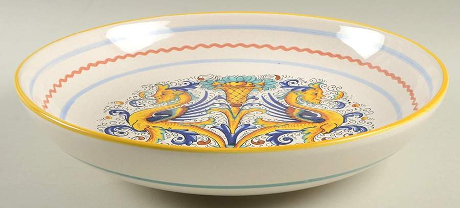 Raffaellesco (Scalloped) 13" Pasta Serving Bowl by Deruta (Italy)-1