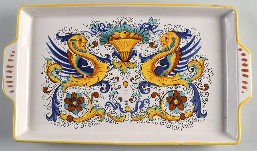 Raffaellesco (Scalloped) 15" Rectangular Tray by Deruta (Italy)-1