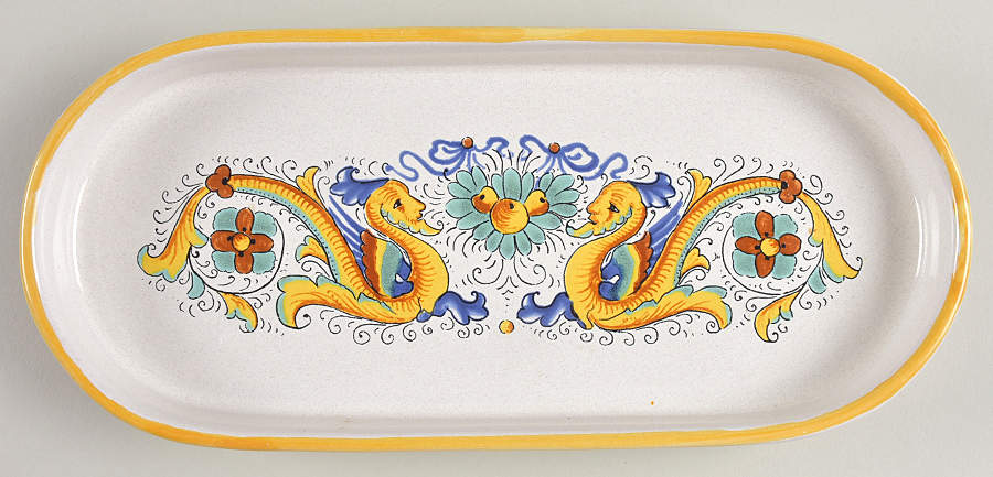 Raffaellesco (Scalloped) 10" Oval Tray by Deruta (Italy)-1