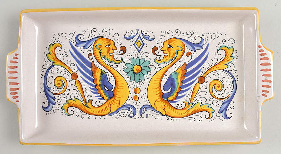 Raffaellesco (Scalloped) 12" Rectangular Tray by Deruta (Italy)-1