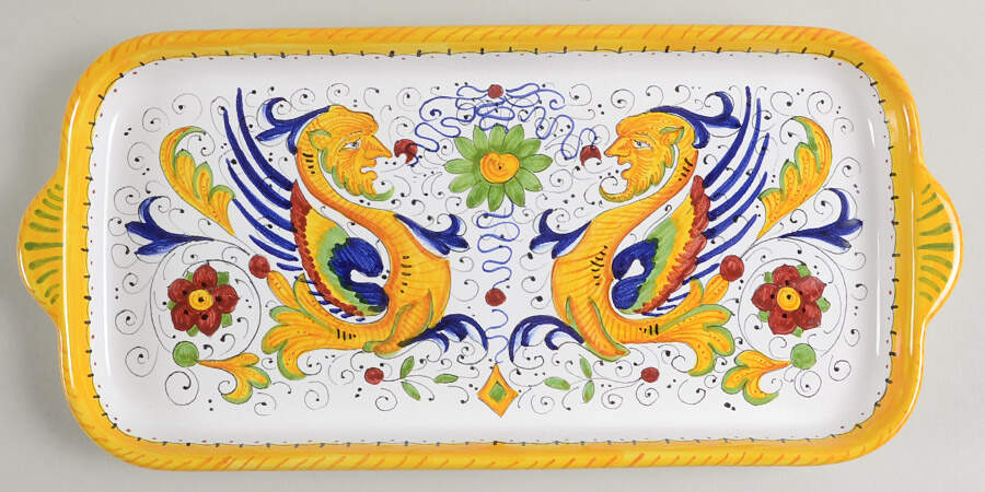 Raffaellesco (Scalloped) 14" Rectangular Tray by Deruta (Italy)-1