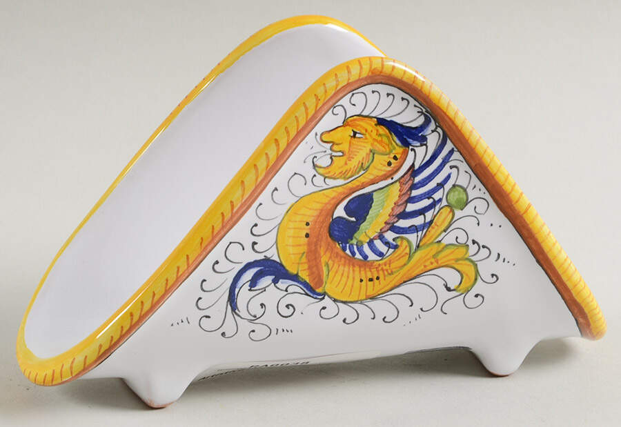 Raffaellesco (Scalloped) Napkin Holder by Deruta (Italy)-1