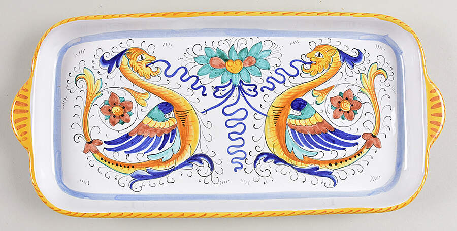 Raffaellesco (Scalloped) 14" Handled Tray by Deruta (Italy)-1