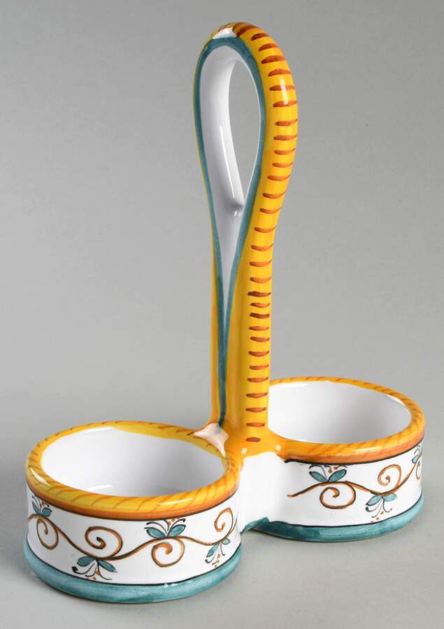 Raffaellesco (Scalloped) Tray for Salt and Pepper Set by Deruta (Italy)-1