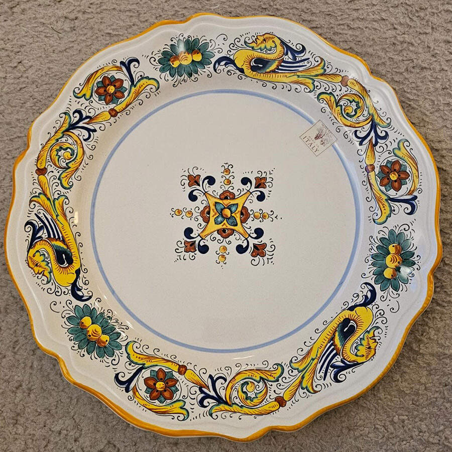 Raffaellesco (Scalloped) 14" Chop Plate (Round Platter) by Deruta (Italy)-1