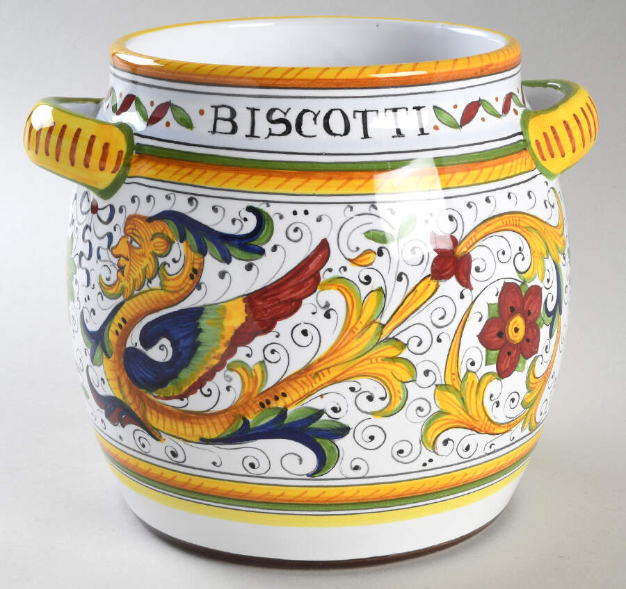 Raffaellesco (Scalloped) Biscotti Jar No Lid by Deruta (Italy)-1