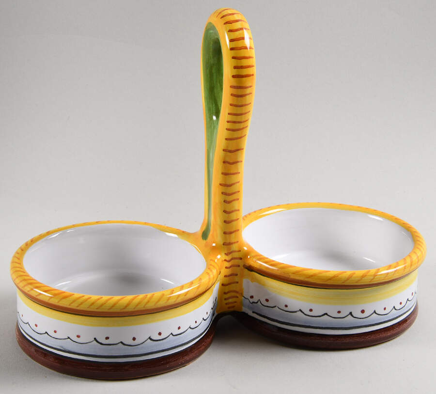 Raffaellesco (Scalloped) Tray for Vinegar and Oil Tray Set by Deruta (Italy)-1