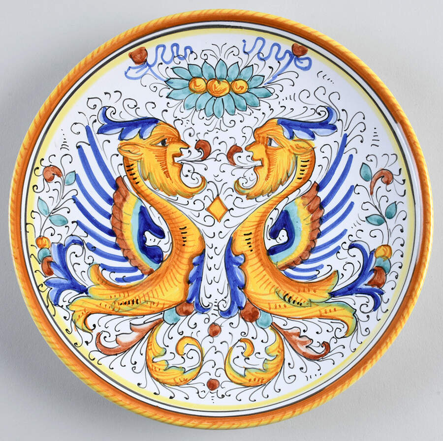 Raffaellesco (Scalloped) 10" Wall Plate by Deruta (Italy)-1
