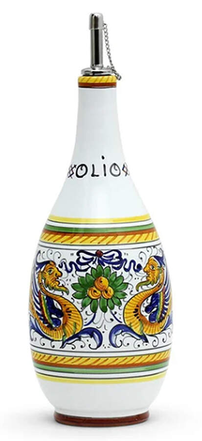 Raffaellesco (Scalloped) Oil Cruet and Stopper by Deruta (Italy)-1