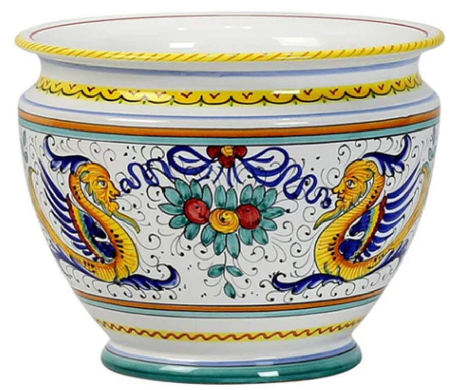 Raffaellesco (Scalloped) Small Cachepot by Deruta (Italy)-1