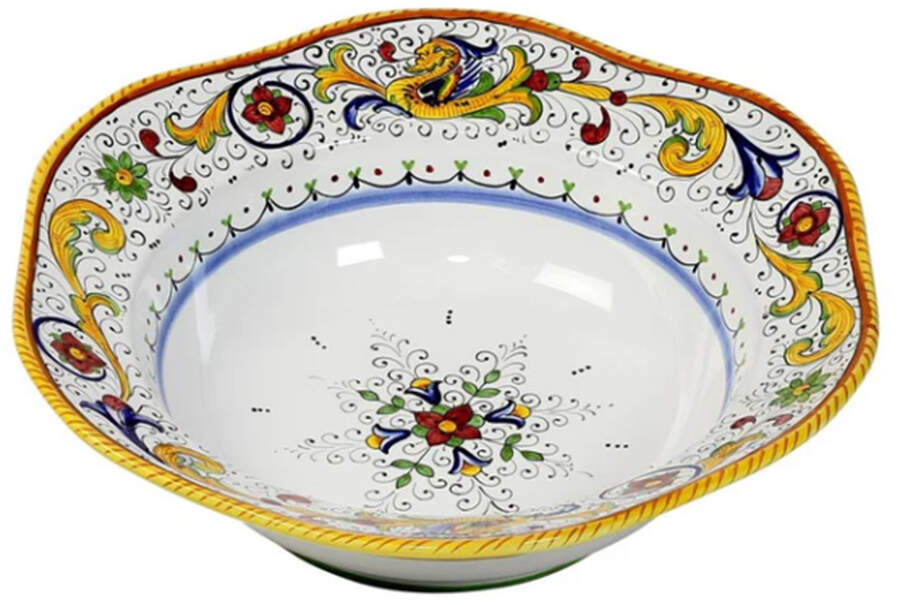 Raffaellesco (Scalloped) 16" Round Serving Bowl by Deruta (Italy)-1