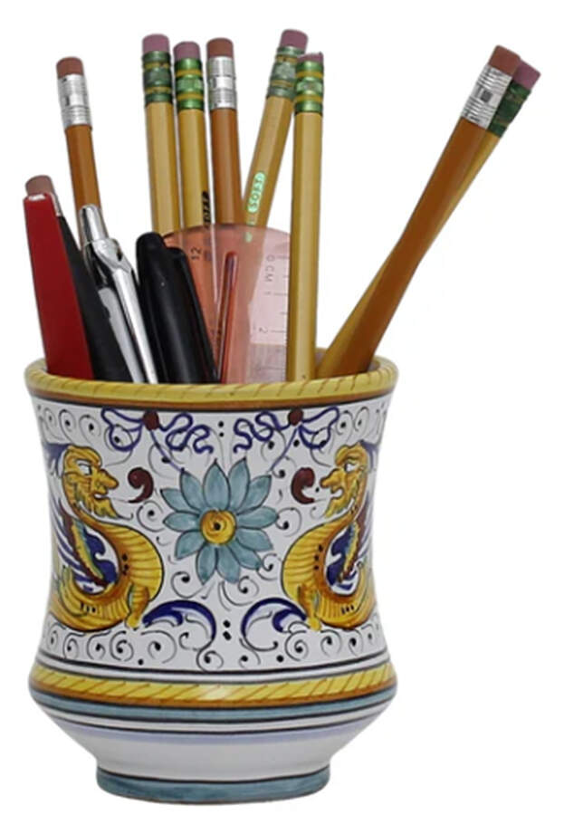 Raffaellesco (Scalloped) Pencil/Pen Holder/Cup by Deruta (Italy)-1