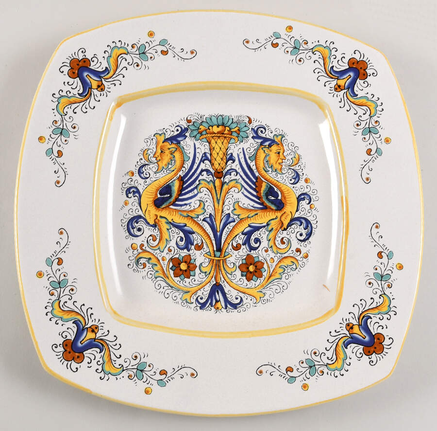 Raffaellesco (Scalloped) 14" Square Platter by Deruta (Italy)-1