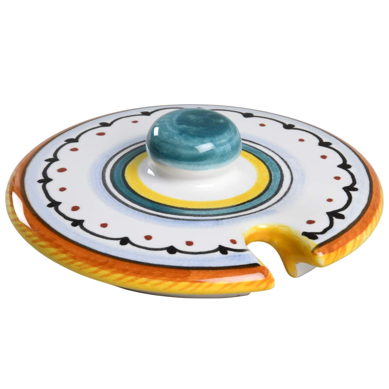 Raffaellesco (Scalloped) Lid for Mini Sugar Bowl by Deruta (Italy)-1