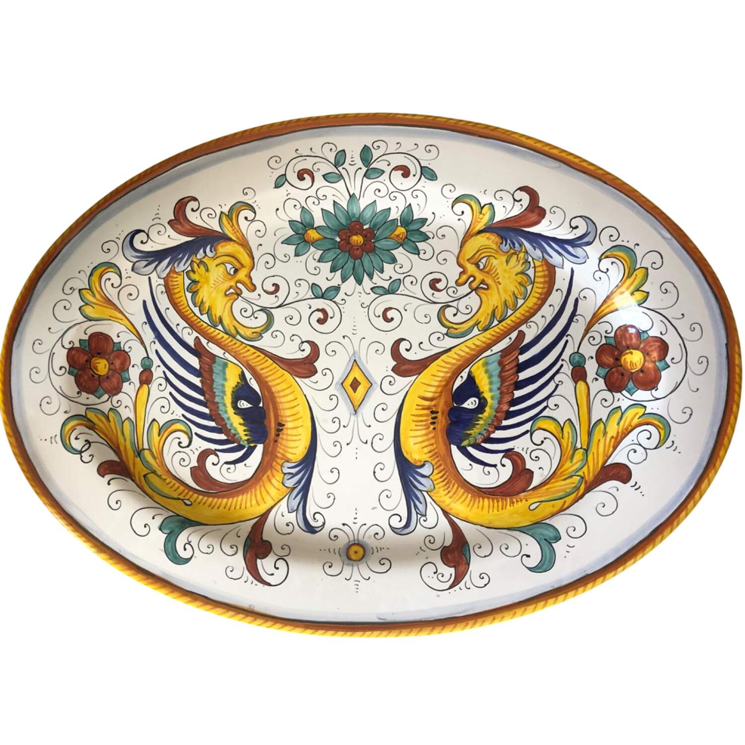 Raffaellesco (Scalloped) 22" Oval Serving Platter by Deruta (Italy)-1