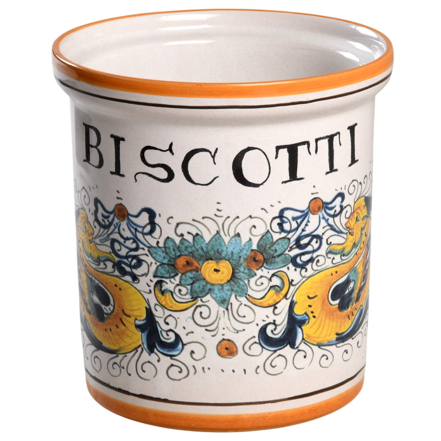 Raffaellesco (Scalloped) Biscotti Jar No Lid by Deruta (Italy)-1