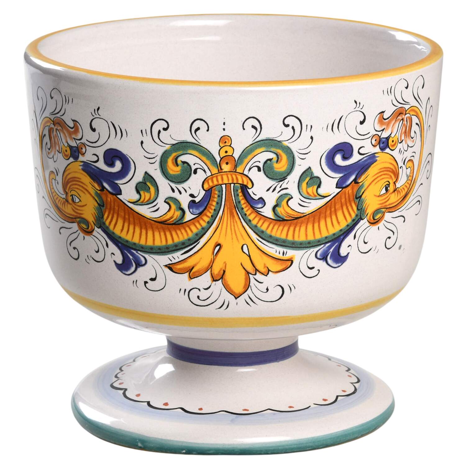 Raffaellesco (Scalloped) 6" Footed Bowl by Deruta (Italy)-1